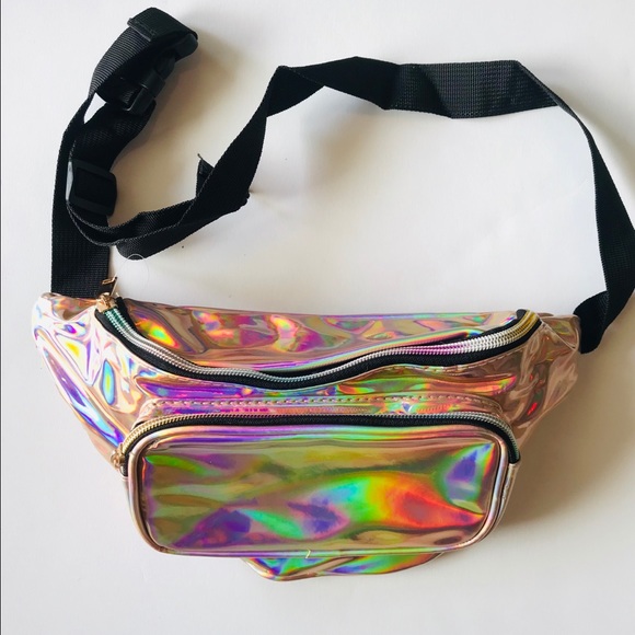 gold holographic fanny pack